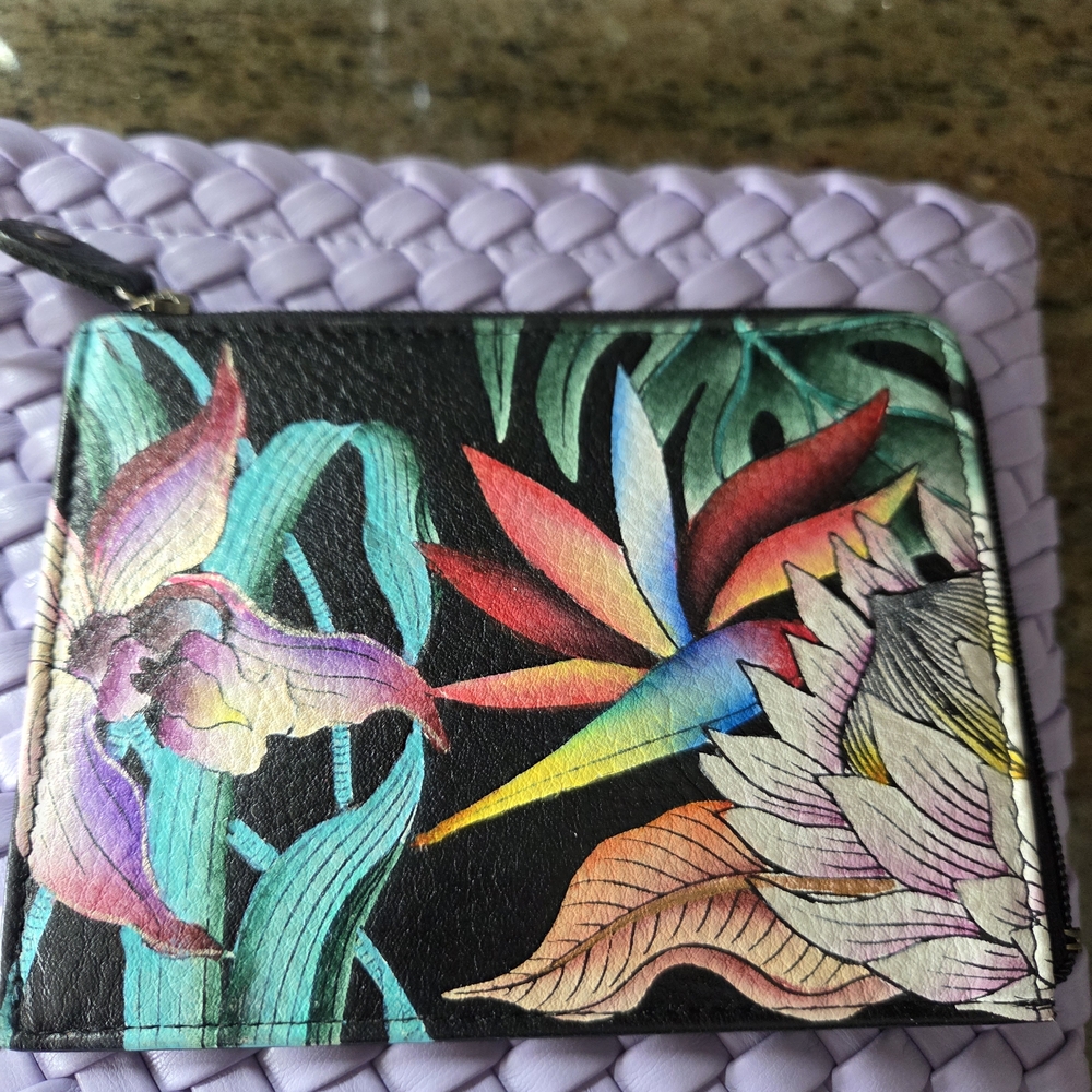 Rachel Zoe Lavender Woven Wristlet And Anuschka Wallet - Picture 3 of 11